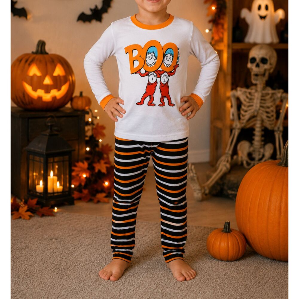 Dr Seuss Thing 1 Thing 2 BOO Halloween Pajama Set Size 5T Unisex Kids NWT #X